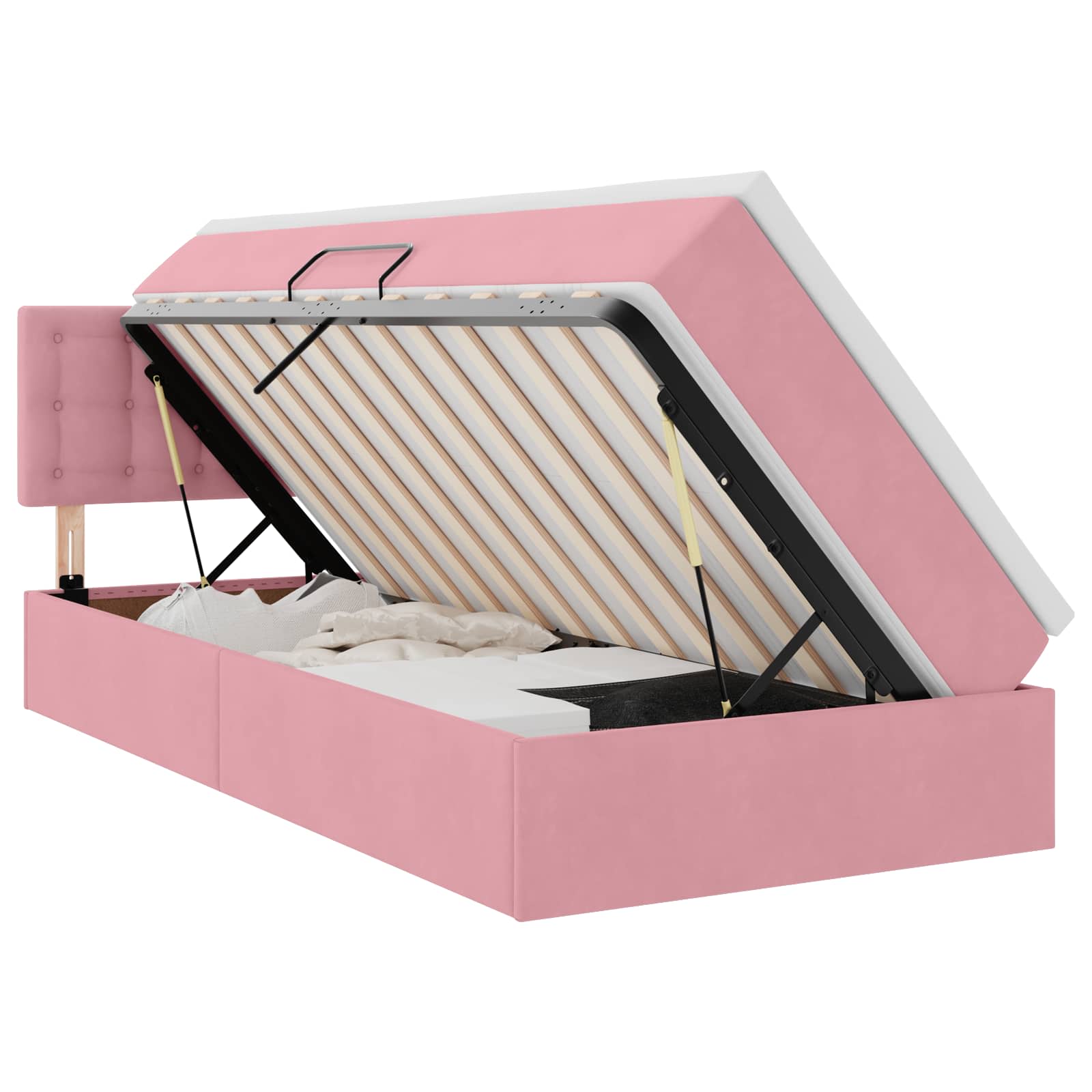 Letto con Contenitore con materasso Rosa 90 x 200 cm Velluto | homemem39