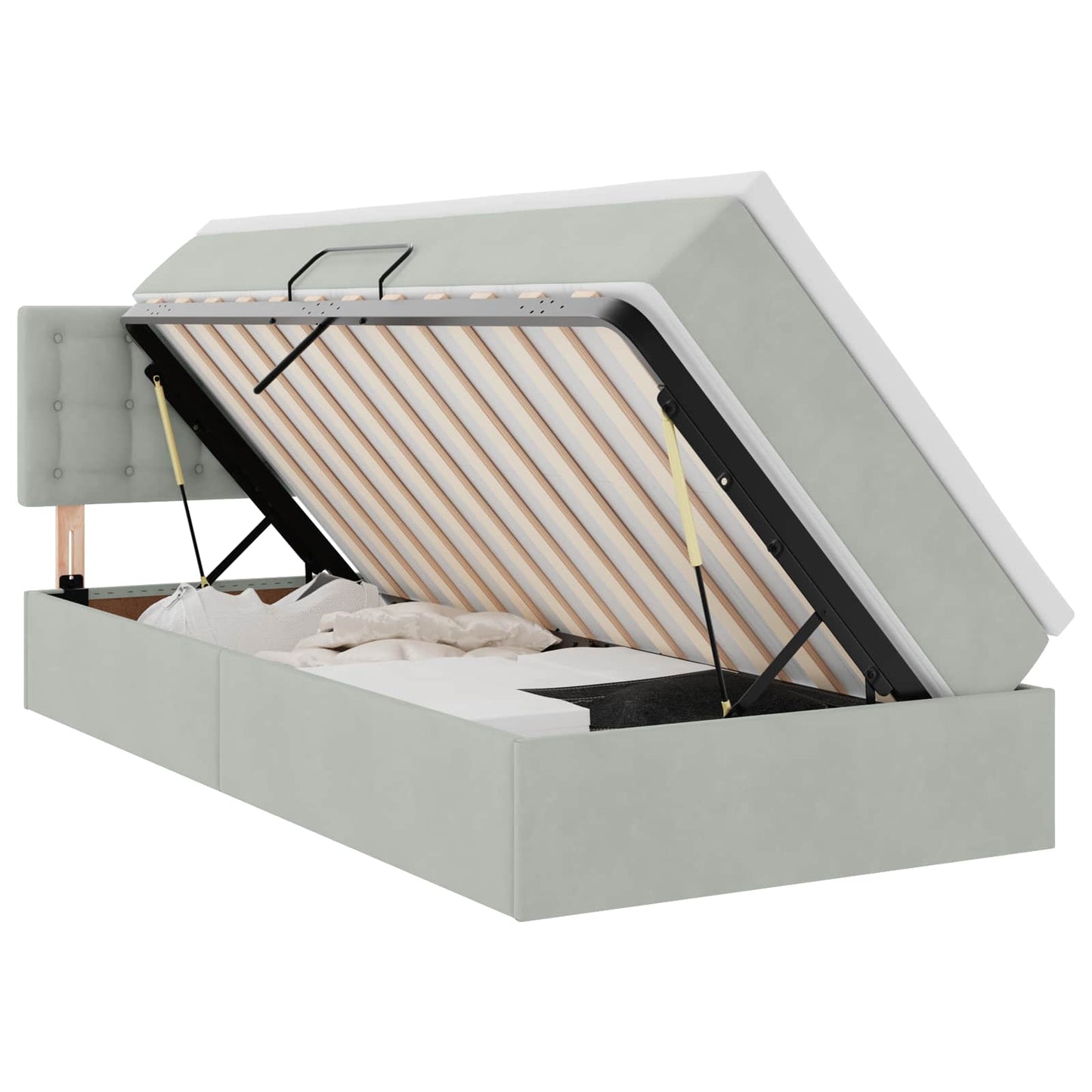Letto con Contenitore Grigio chiaro 100 x 200 cm Velluto | homemem39
