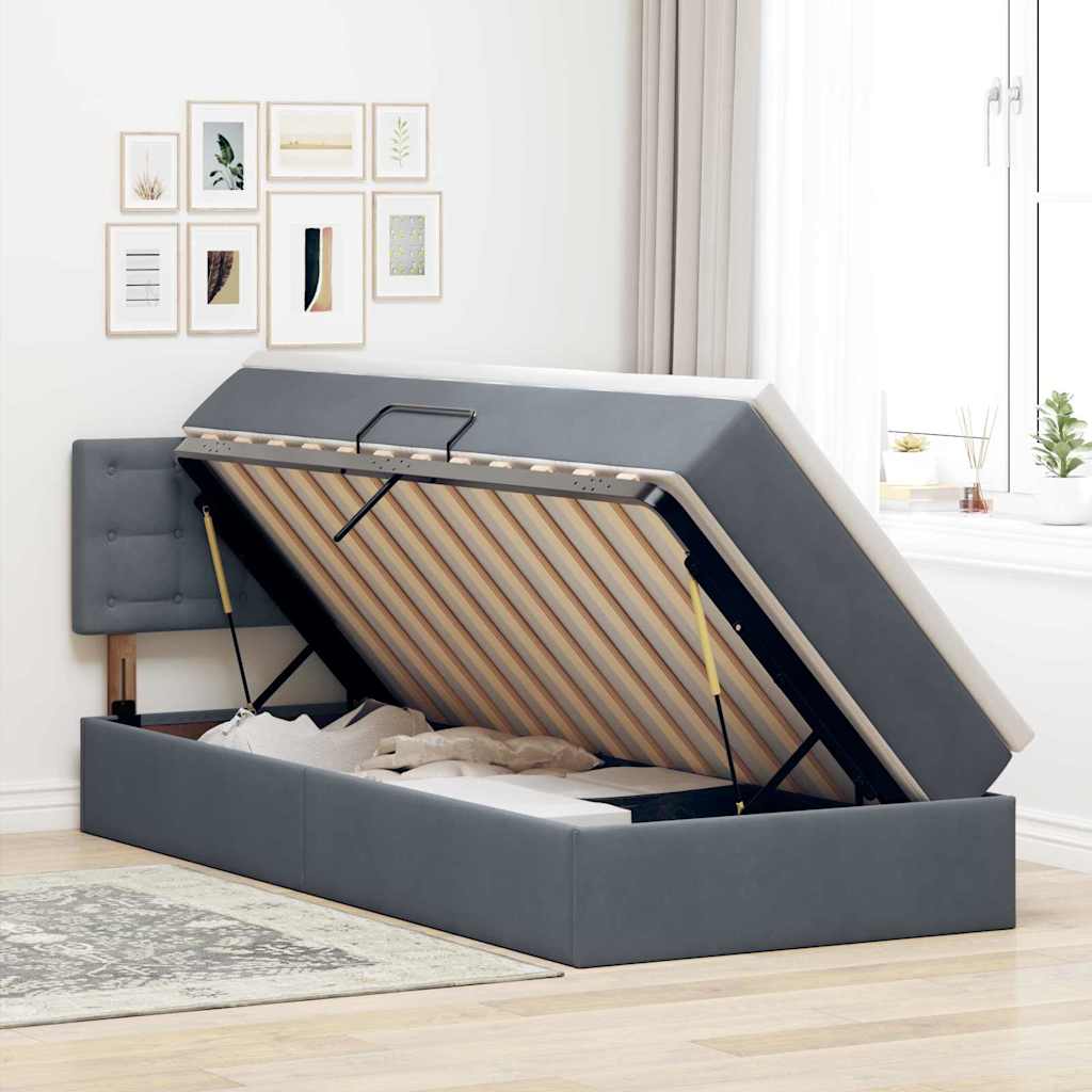 Letto con Contenitore Grigio scuro 100 x 200 cm Velluto | homemem39