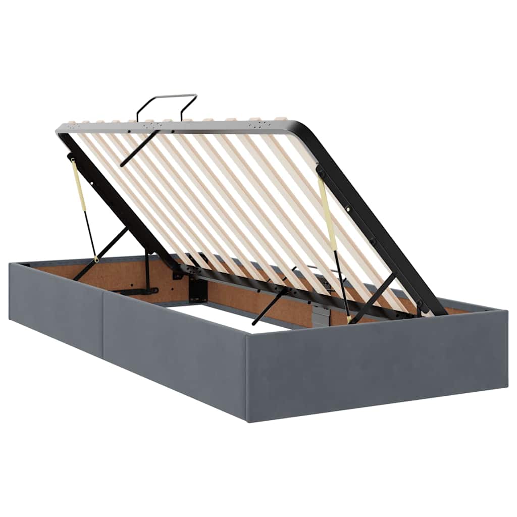 Letto con Contenitore Grigio scuro 100 x 200 cm Velluto | homemem39
