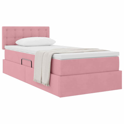 Letto con Contenitore con materasso Rosa 100 x 200 cm Velluto