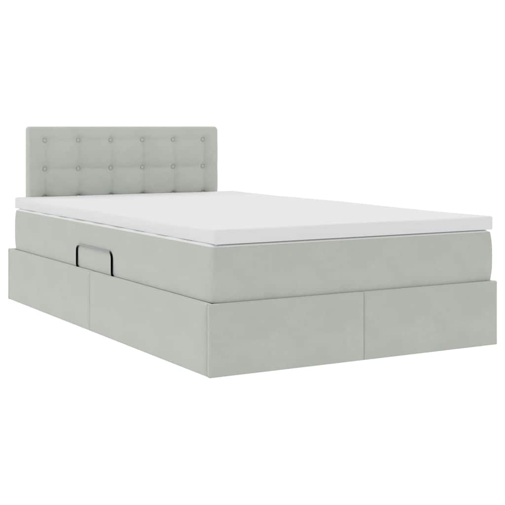Letto con Contenitore Grigio chiaro 120 x 190 cm Velluto | homemem39