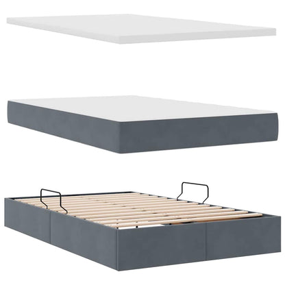 Letto con Contenitore Grigio scuro 120 x 190 cm Velluto | homemem39