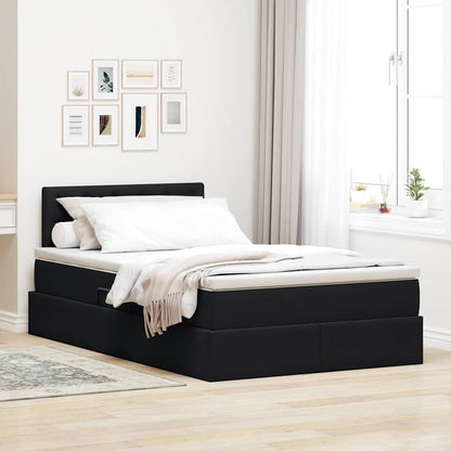 Letto con Contenitore con materasso Nero 120 x 190 cm Velluto