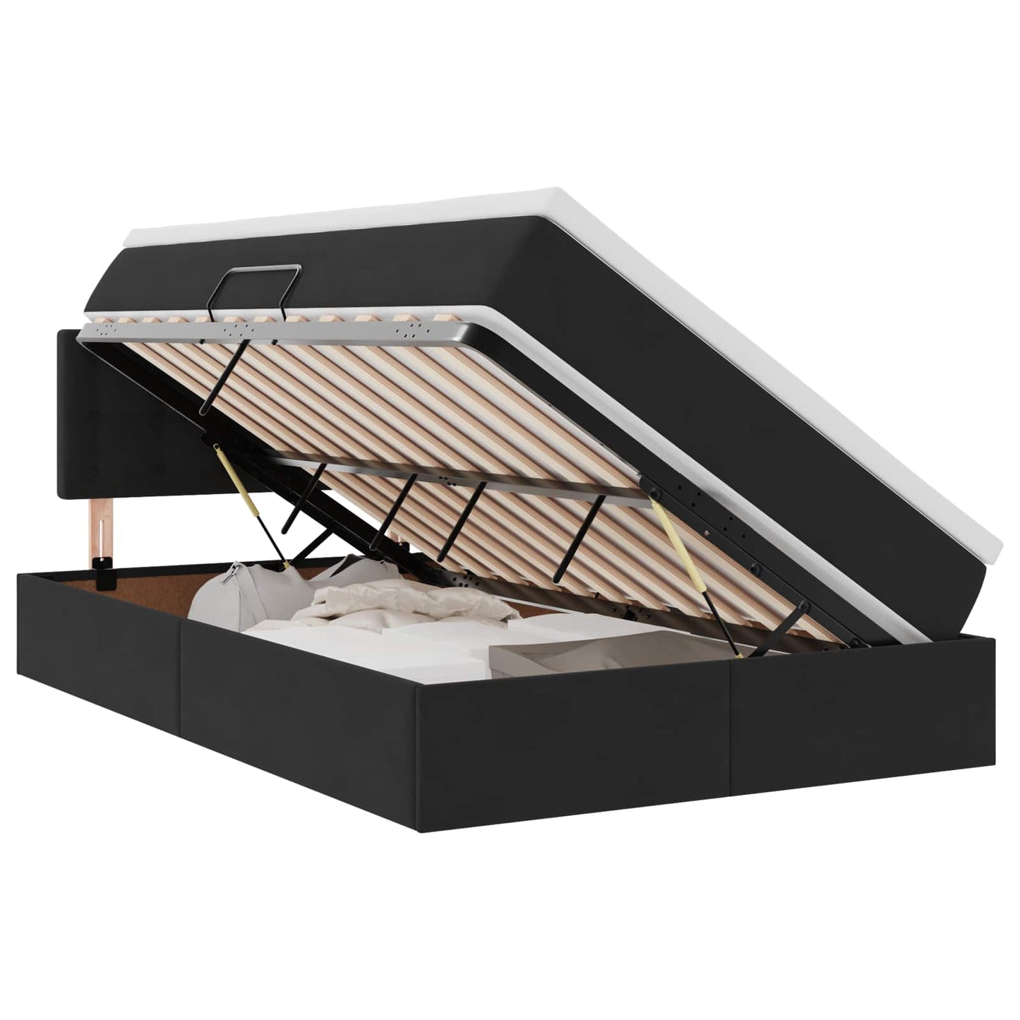 Letto con Contenitore con materasso Nero 120 x 190 cm Velluto