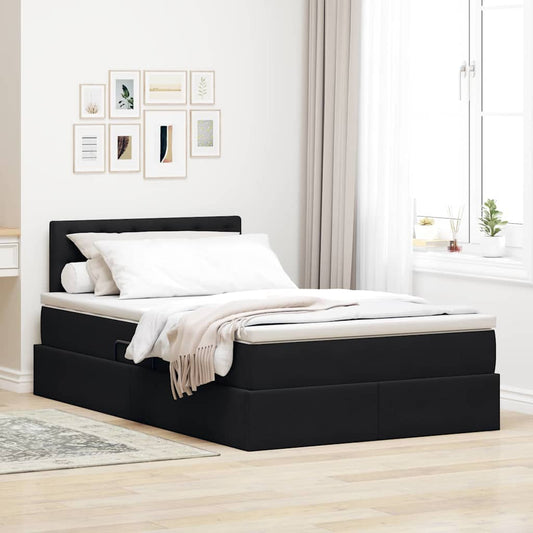 Letto con Contenitore con materasso Nero 120 x 200 cm Velluto