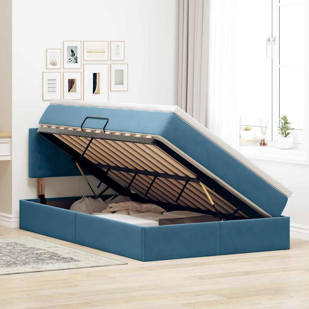 Letto con Contenitore Blu Scuro 120 x 200 cm Velluto | homemem39
