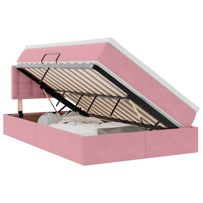 Letto con Contenitore con materasso Rosa 120 x 200 cm Velluto
