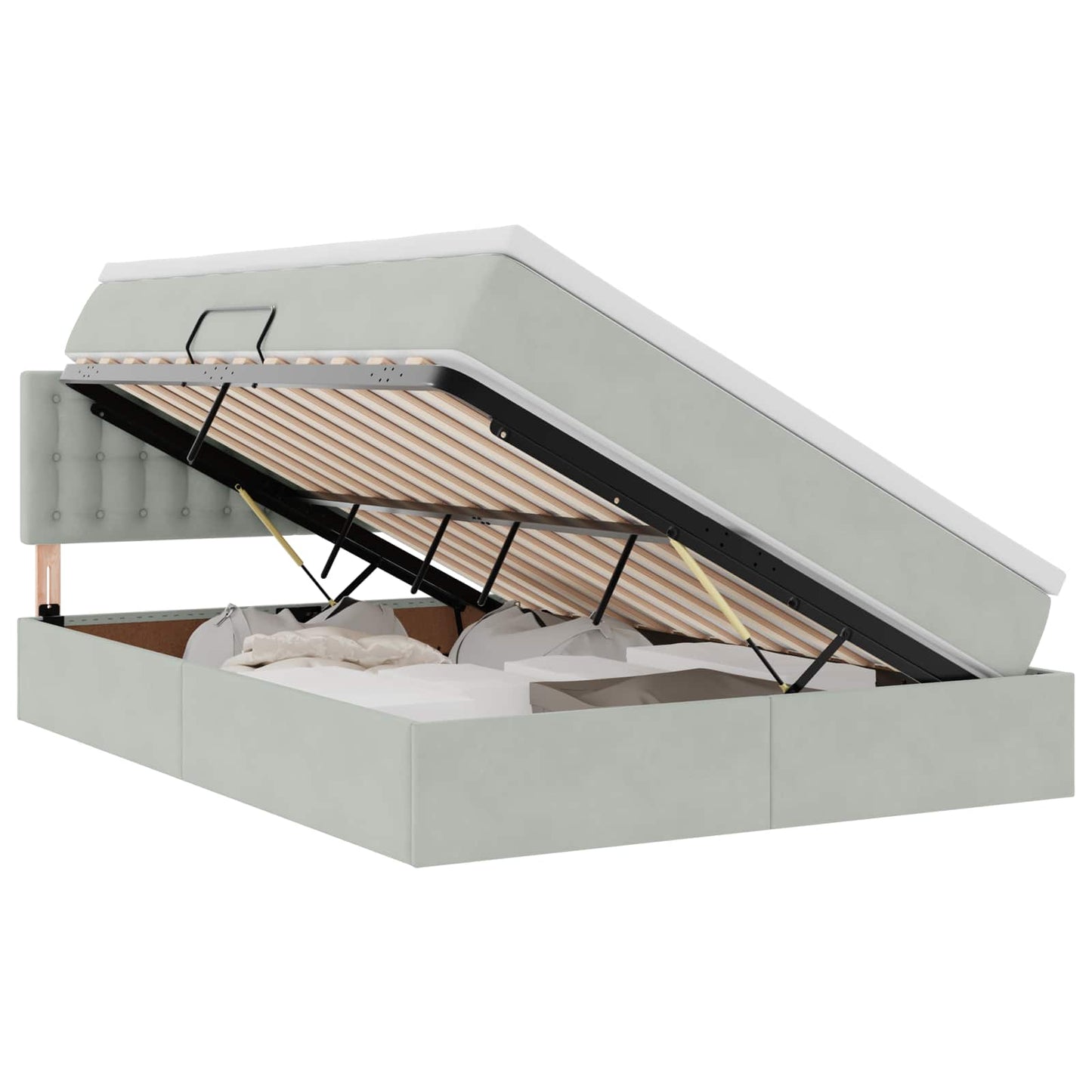 Letto con Contenitore Grigio chiaro 140 x 190 cm Velluto