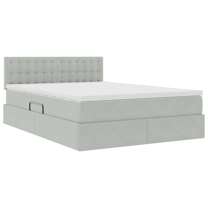 Letto con Contenitore Grigio chiaro 140 x 190 cm Velluto | homemem39