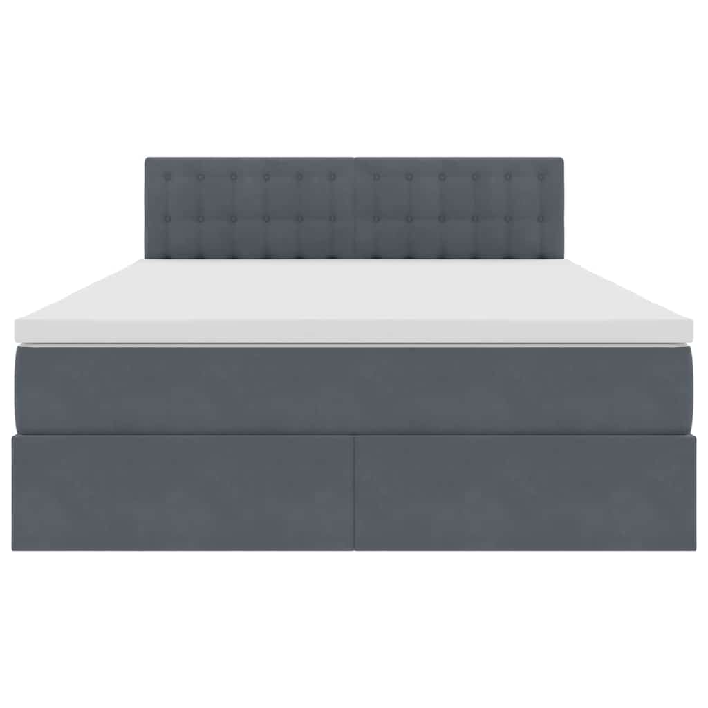 Letto con Contenitore Grigio scuro 140 x 190 cm Velluto | homemem39