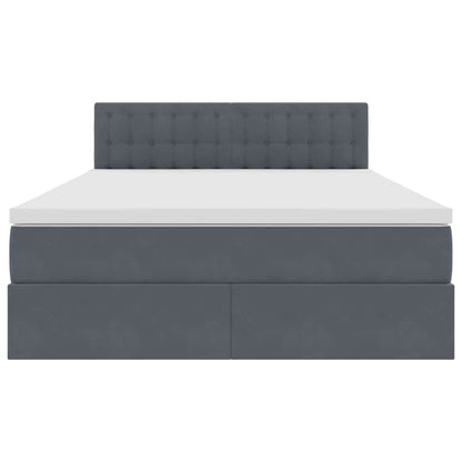 Letto con Contenitore Grigio scuro 140 x 190 cm Velluto | homemem39