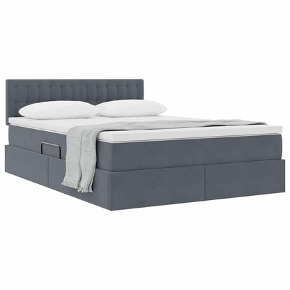 Letto con Contenitore Grigio scuro 140 x 190 cm Velluto | homemem39