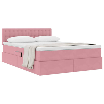 Letto con Contenitore con materasso Rosa 140 x 190 cm Velluto | homemem39