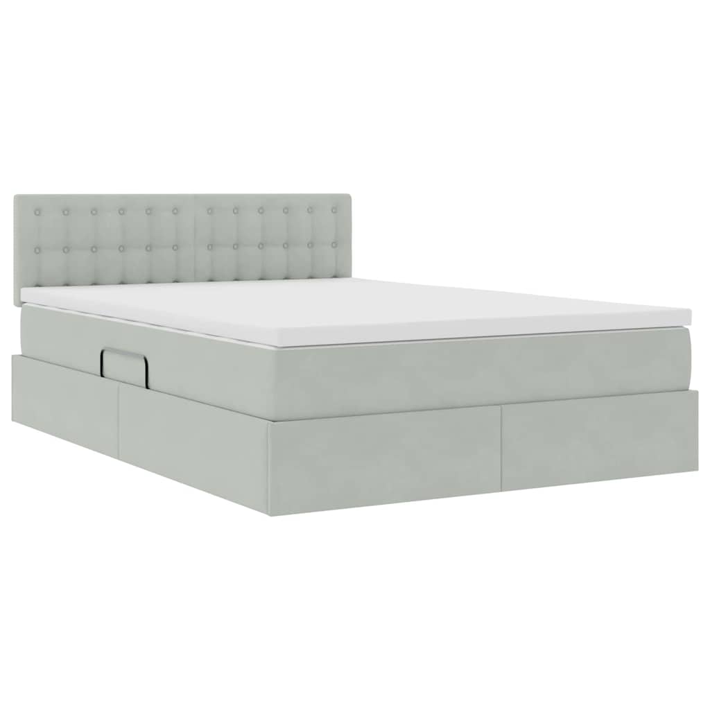 Letto con Contenitore Grigio chiaro 140 x 200 cm Velluto | homemem39