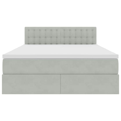 Letto con Contenitore Grigio chiaro 140 x 200 cm Velluto | homemem39