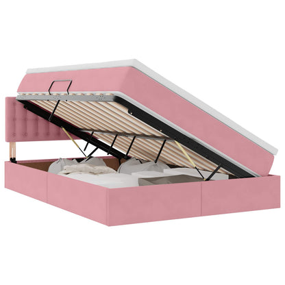 Letto con Contenitore con materasso Rosa 140 x 200 cm Velluto