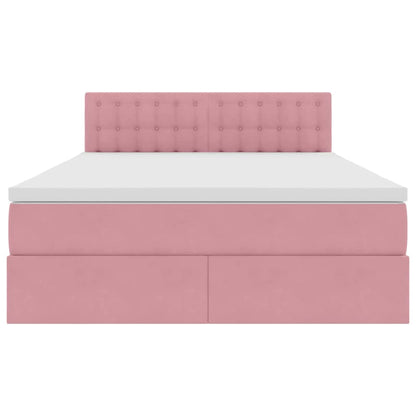 Letto con Contenitore con materasso Rosa 140 x 200 cm Velluto