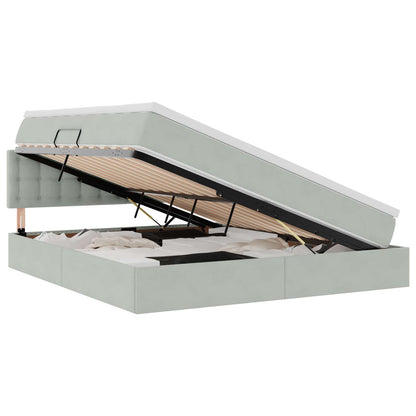 Letto con Contenitore Grigio chiaro 160 x 200 cm Velluto