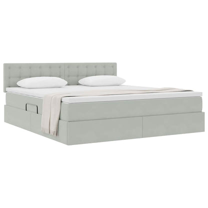 Letto con Contenitore Grigio chiaro 160 x 200 cm Velluto