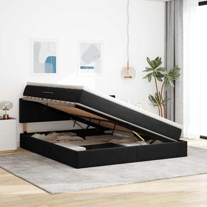 Letto con Contenitore con materasso Nero 160 x 200 cm Velluto