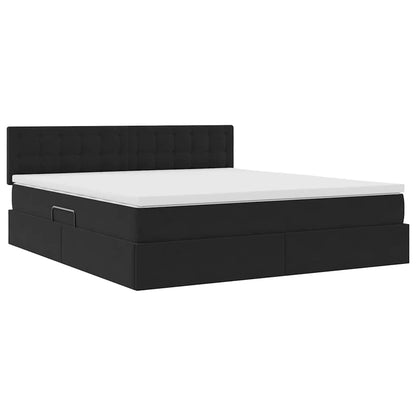 Letto con Contenitore con materasso Nero 160 x 200 cm Velluto