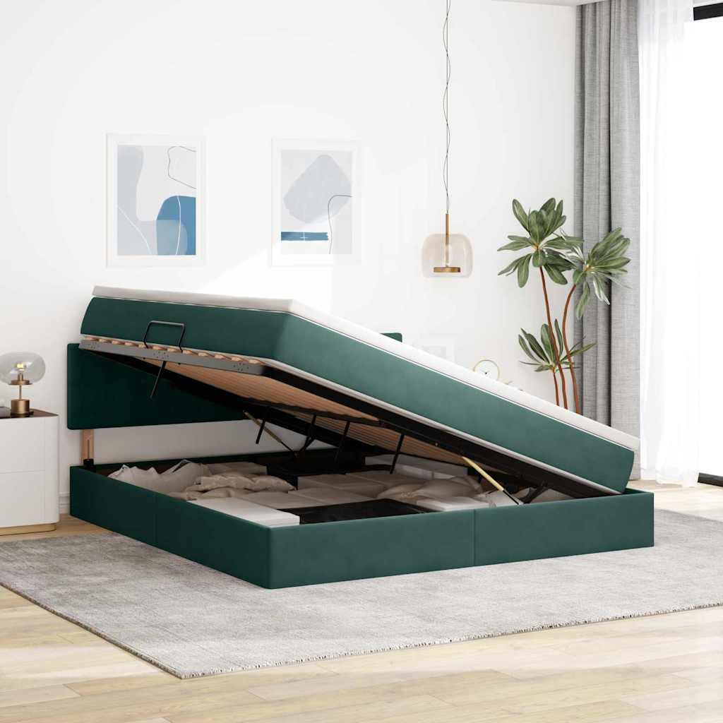 Letto con Contenitore Verde Scuro 160 x 200 cm Velluto | homemem39