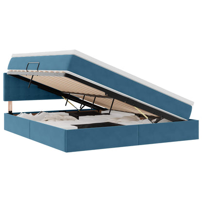Letto con Contenitore Blu Scuro 160 x 200 cm Velluto