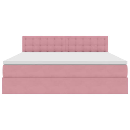 Letto con Contenitore con materasso Rosa 160 x 200 cm Velluto | homemem39