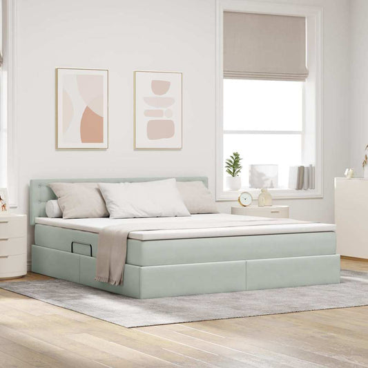 Letto con Contenitore Grigio chiaro 180 x 200 cm Velluto