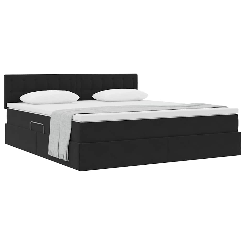 Letto con Contenitore con materasso Nero 180 x 200 cm Velluto | homemem39