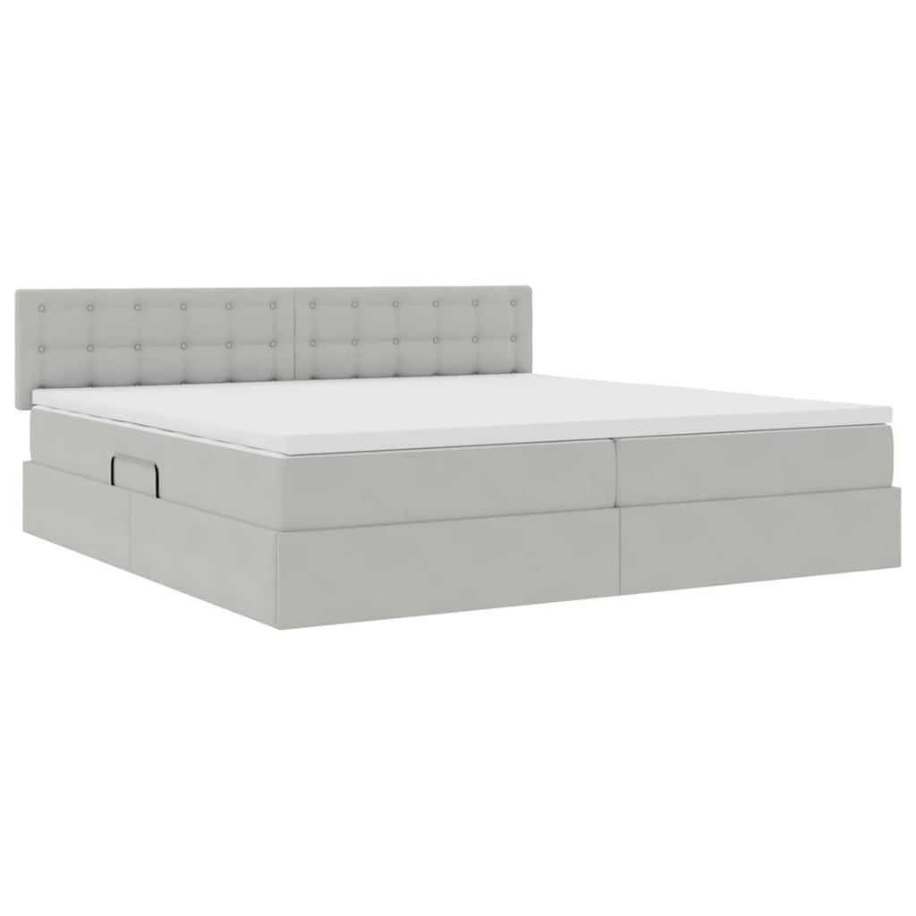 Letto con Contenitore Grigio chiaro 200 x 200 cm Velluto | homemem39