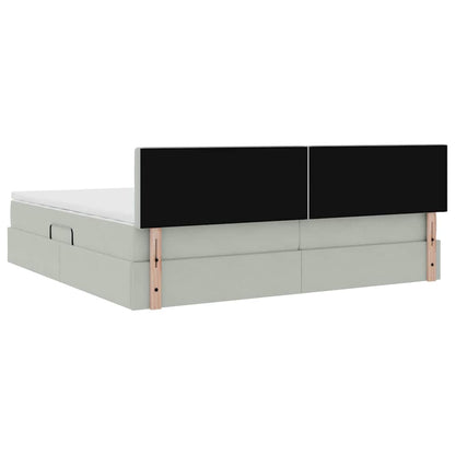 Letto con Contenitore Grigio chiaro 200 x 200 cm Velluto
