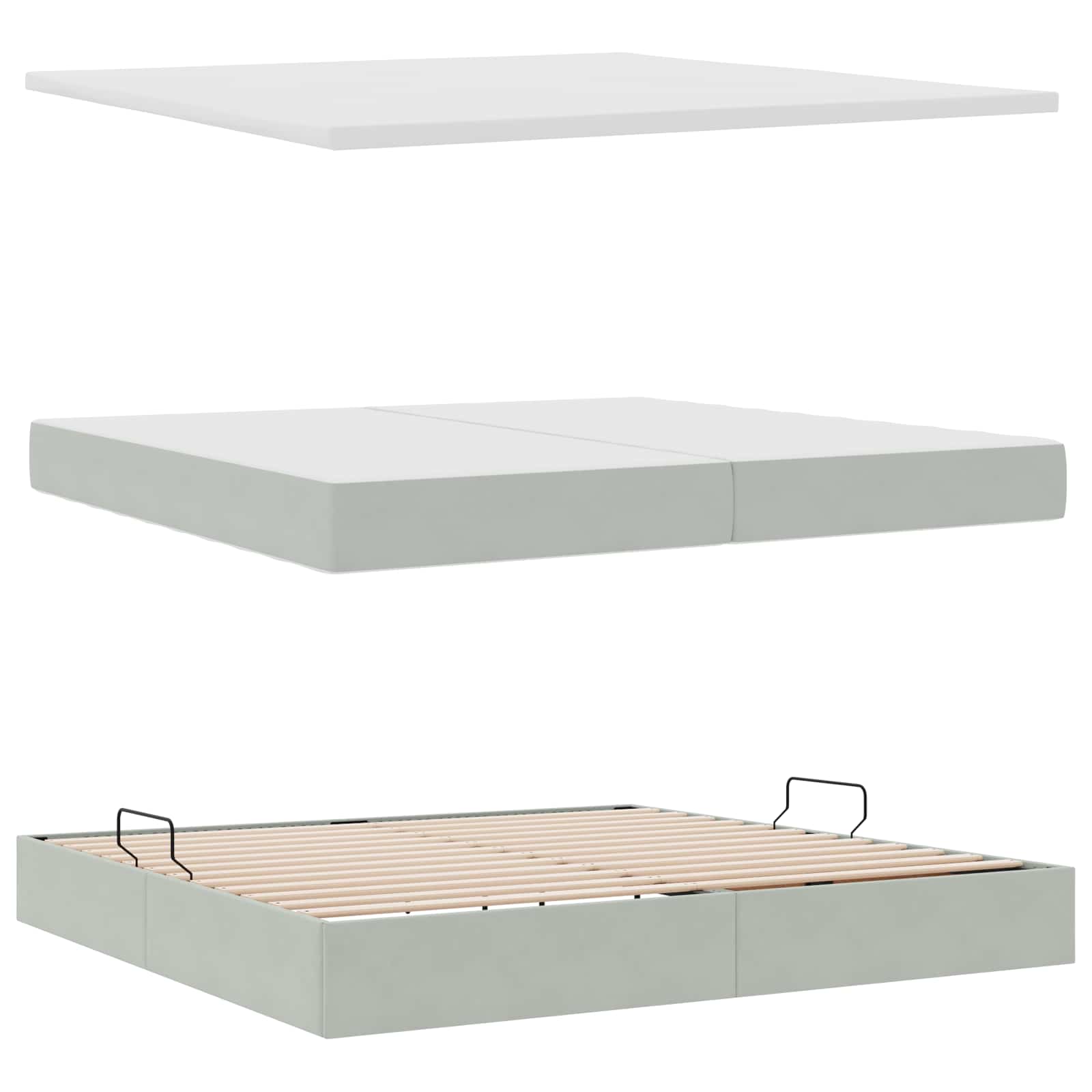 Letto con Contenitore Grigio chiaro 200 x 200 cm Velluto | homemem39