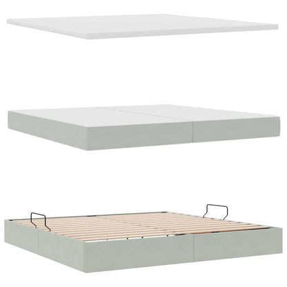 Letto con Contenitore Grigio chiaro 200 x 200 cm Velluto | homemem39