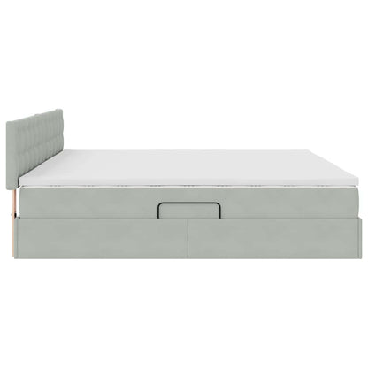 Letto con Contenitore Grigio chiaro 200 x 200 cm Velluto | homemem39