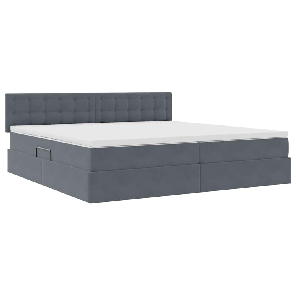 Letto con Contenitore Grigio scuro 200 x 200 cm Velluto | homemem39