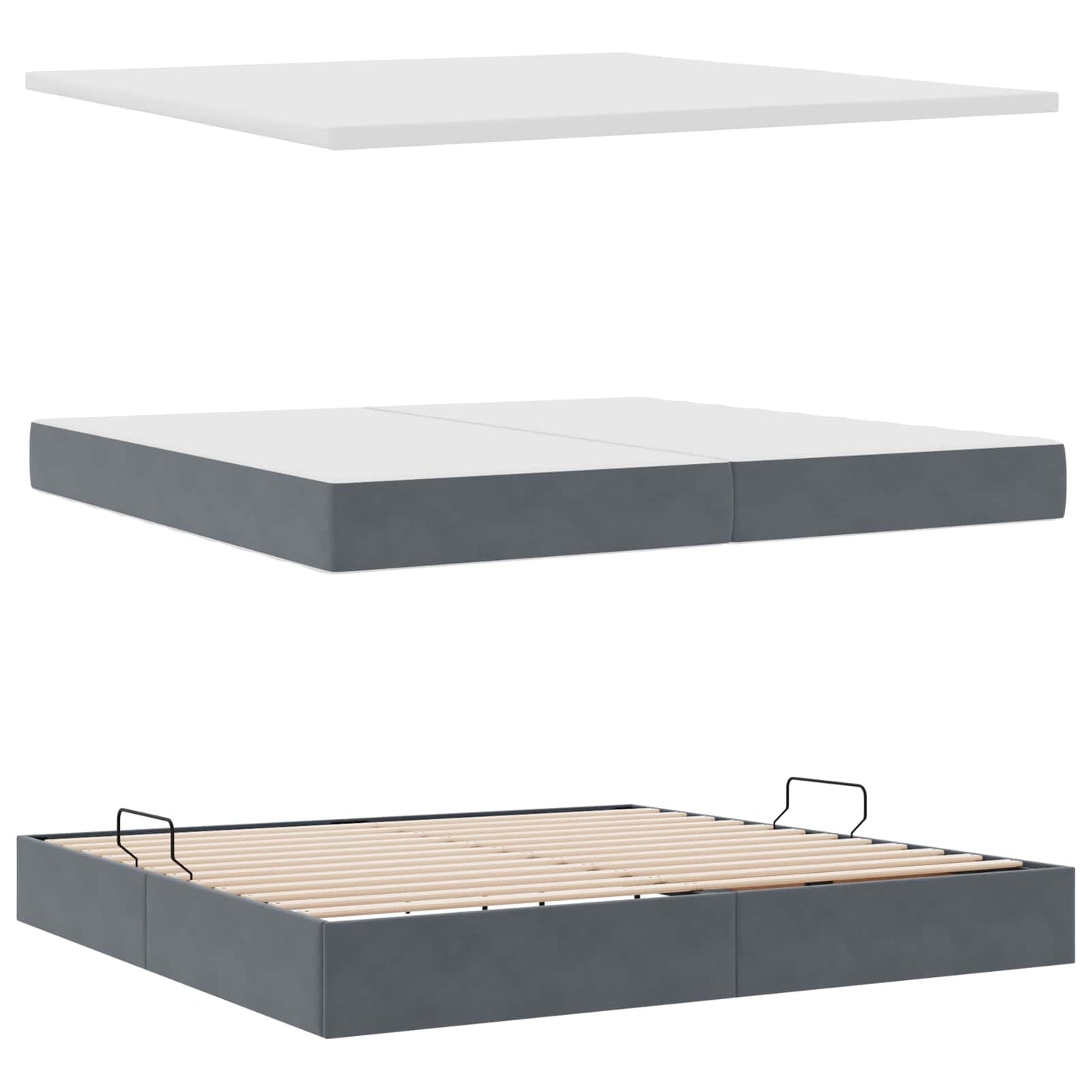Letto con Contenitore Grigio scuro 200 x 200 cm Velluto | homemem39