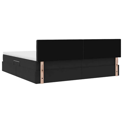 Letto con Contenitore con materasso Nero 200 x 200 cm Velluto