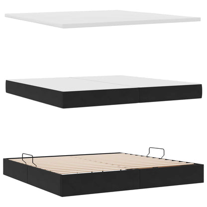 Letto con Contenitore con materasso Nero 200 x 200 cm Velluto