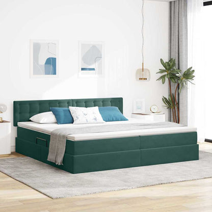 Letto con Contenitore Verde Scuro 200 x 200 cm Velluto