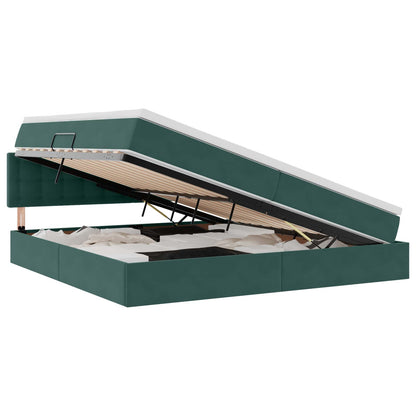 Letto con Contenitore Verde Scuro 200 x 200 cm Velluto