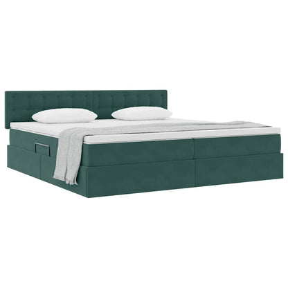 Letto con Contenitore Verde Scuro 200 x 200 cm Velluto