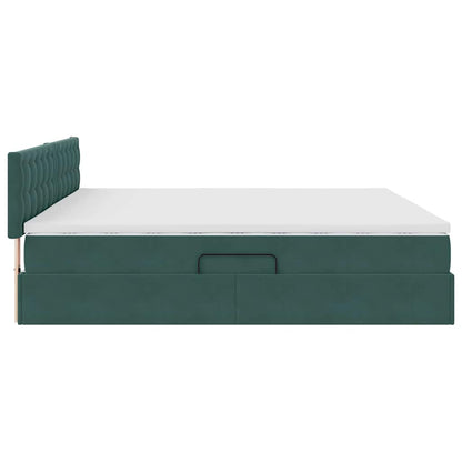 Letto con Contenitore Verde Scuro 200 x 200 cm Velluto
