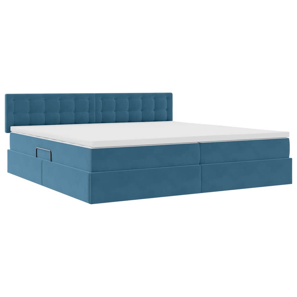 Letto con Contenitore Blu Scuro 200 x 200 cm Velluto