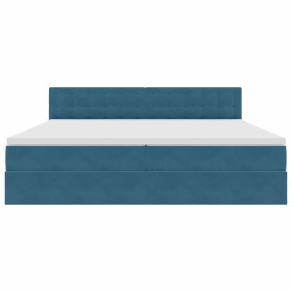 Letto con Contenitore Blu Scuro 200 x 200 cm Velluto