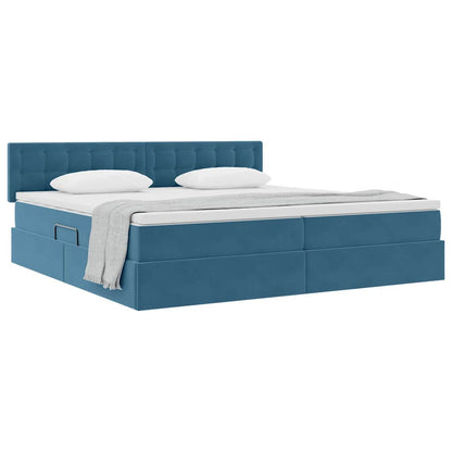 Letto con Contenitore Blu Scuro 200 x 200 cm Velluto