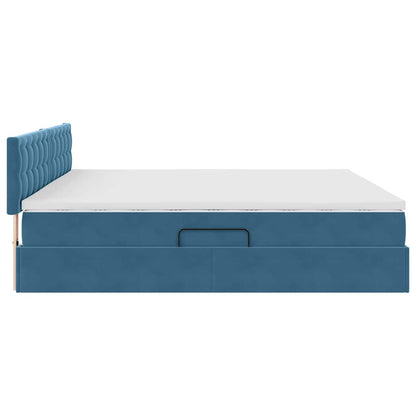 Letto con Contenitore Blu Scuro 200 x 200 cm Velluto | homemem39