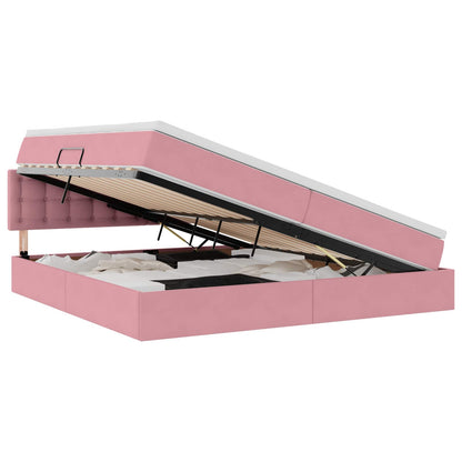 Letto con Contenitore con materasso Rosa 200 x 200 cm Velluto | homemem39