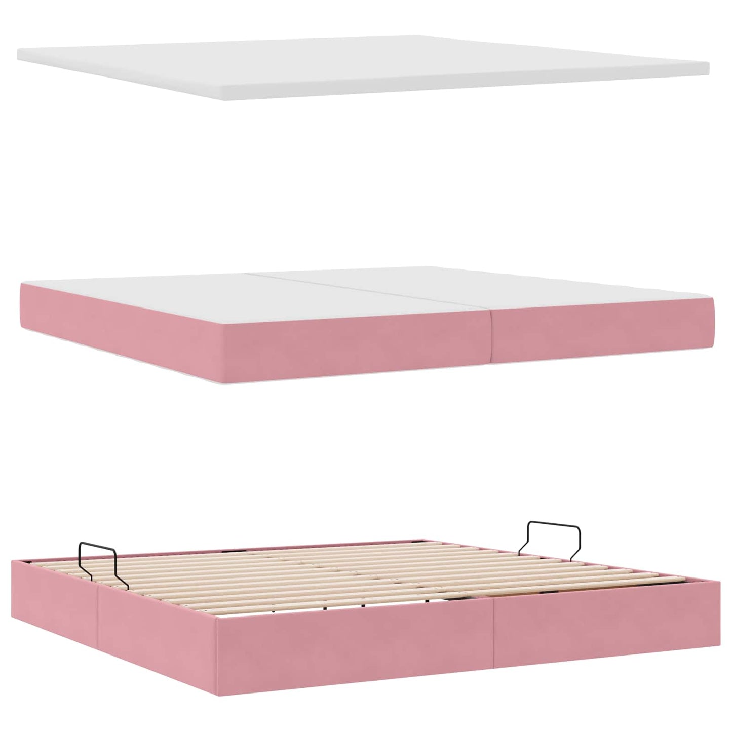 Letto con Contenitore con materasso Rosa 200 x 200 cm Velluto | homemem39